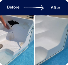 Pool fiberglass repair example